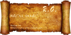Réti Ottó névjegykártya